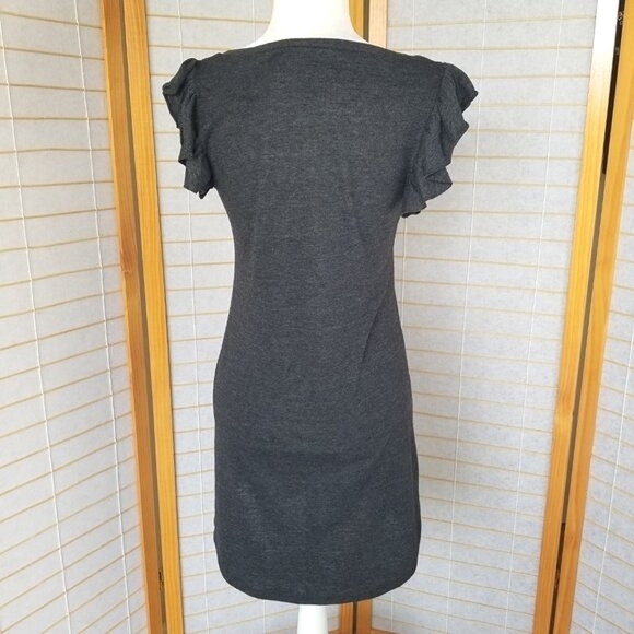 Chaser Dark Gray Mini T-Shirt Dress Small Flutter Sleeve - Picture 6 of 11